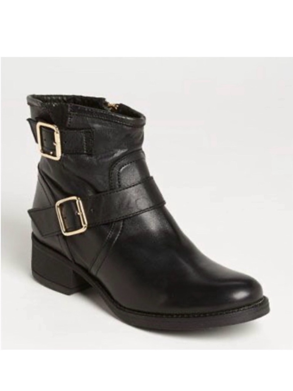 Steve Madden Tiarraa Black Leather Moto Ankle Boots 8.5 Edgy Grunge Streetwear